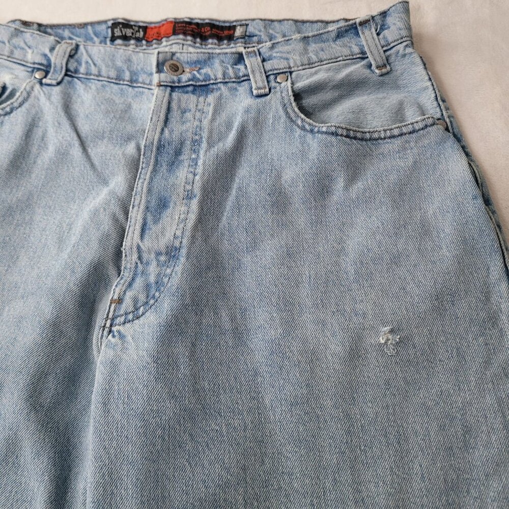 VTG 90's Levi's Silver Tab Men's Loose Fit Light Blue Denim Jeans Size 38x32 USA - Picture 6 of 12